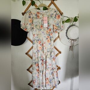 NWT JJS HOUSE Floral Cream Dress
